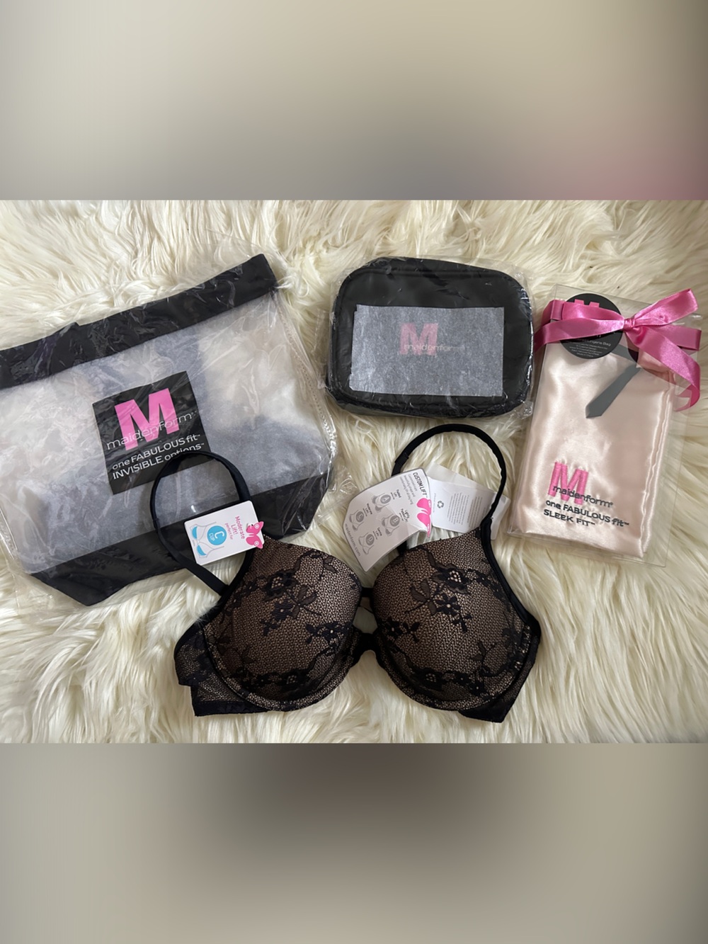 Maidenform Black Lace Overlay T-Shirt Bra